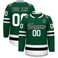 Green Black-White Classic Style Hockey Jersey