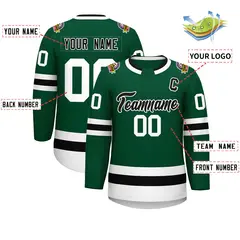 Green Black-White Classic Style Hockey Jersey 2