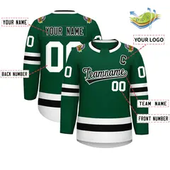 Green Black-White Classic Style Hockey Jersey 2
