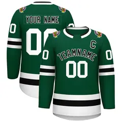 Green Black-White Classic Style Hockey Jersey