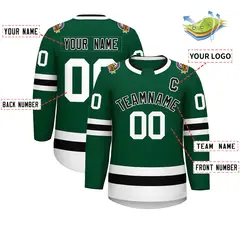 Green Black-White Classic Style Hockey Jersey 2