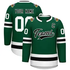 Green Black-White Classic Style Hockey Jersey