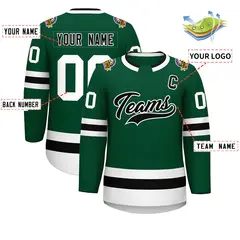Green Black-White Classic Style Hockey Jersey 2