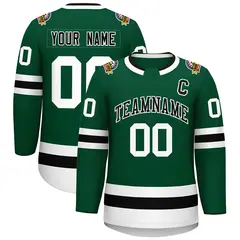 Green Black-White Classic Style Hockey Jersey