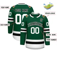 Green Black-White Classic Style Hockey Jersey 2
