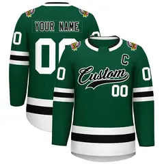 Green Black-White Classic Style Hockey Jersey
