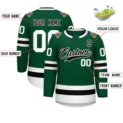 Green Black-White Classic Style Hockey Jersey 2