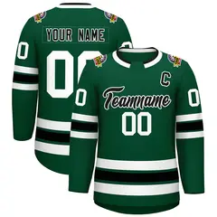 Green Black-White Classic Style Hockey Jersey