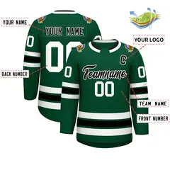 Green Black-White Classic Style Hockey Jersey 2