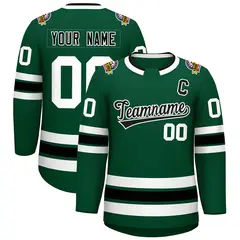 Green Black-White Classic Style Hockey Jersey