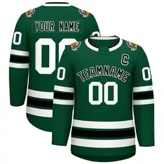 Green Black-White Classic Style Hockey Jersey