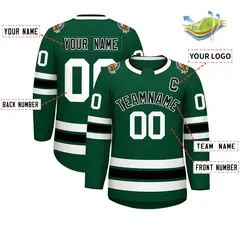 Green Black-White Classic Style Hockey Jersey 2