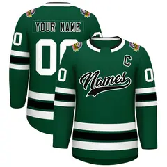 Green Black-White Classic Style Hockey Jersey