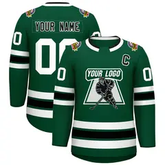 Green Black-White Classic Style Hockey Jersey
