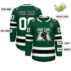 Green Black-White Classic Style Hockey Jersey 2