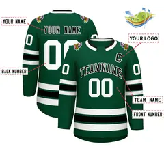 Green Black-White Classic Style Hockey Jersey 2