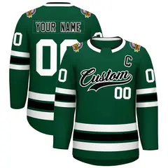 Green Black-White Classic Style Hockey Jersey