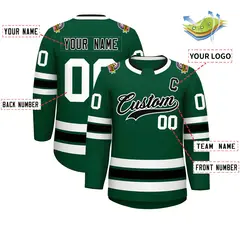 Green Black-White Classic Style Hockey Jersey 2