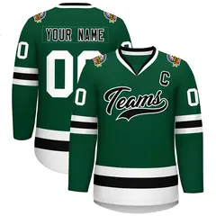 Green Black-White Classic Style Hockey Jersey 1