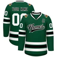 Green Black-White Classic Style Hockey Jersey
