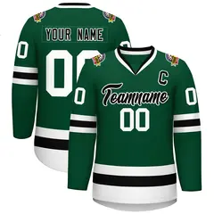 Green Black-White Classic Style Hockey Jersey