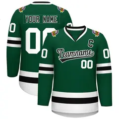 Green Black-White Classic Style Hockey Jersey