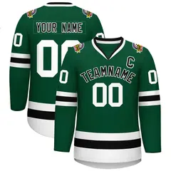 Green Black-White Classic Style Hockey Jersey
