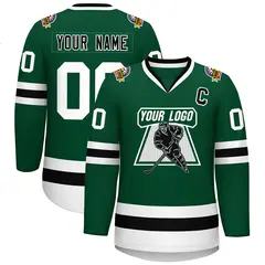 Green Black-White Classic Style Hockey Jersey 1