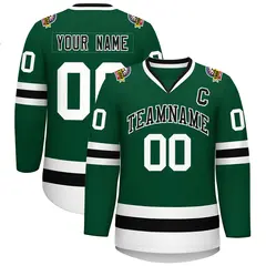 Green Black-White Classic Style Hockey Jersey