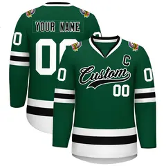 Green Black-White Classic Style Hockey Jersey