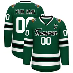 Green Black-White Classic Style Hockey Jersey