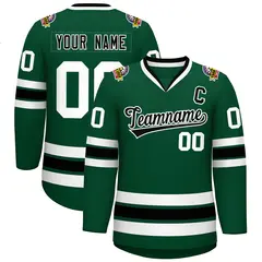 Green Black-White Classic Style Hockey Jersey