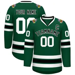 Green Black-White Classic Style Hockey Jersey