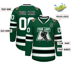 Green Black-White Classic Style Hockey Jersey 2