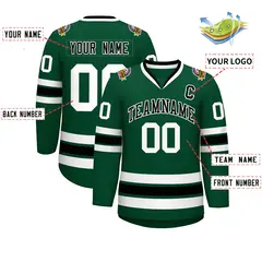 Green Black-White Classic Style Hockey Jersey 2