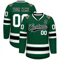 Green Black-White Classic Style Hockey Jersey