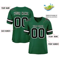 Green Black-White Classic Style Mesh Football Jersey 2