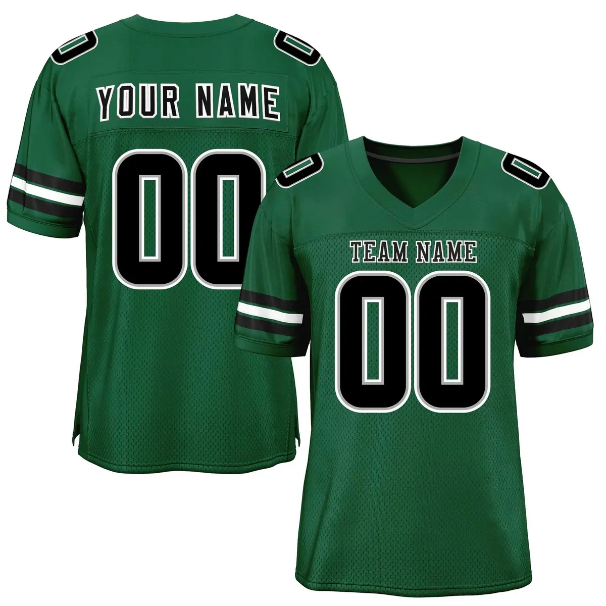 Green Black-White Classic Style Mesh Football Jersey