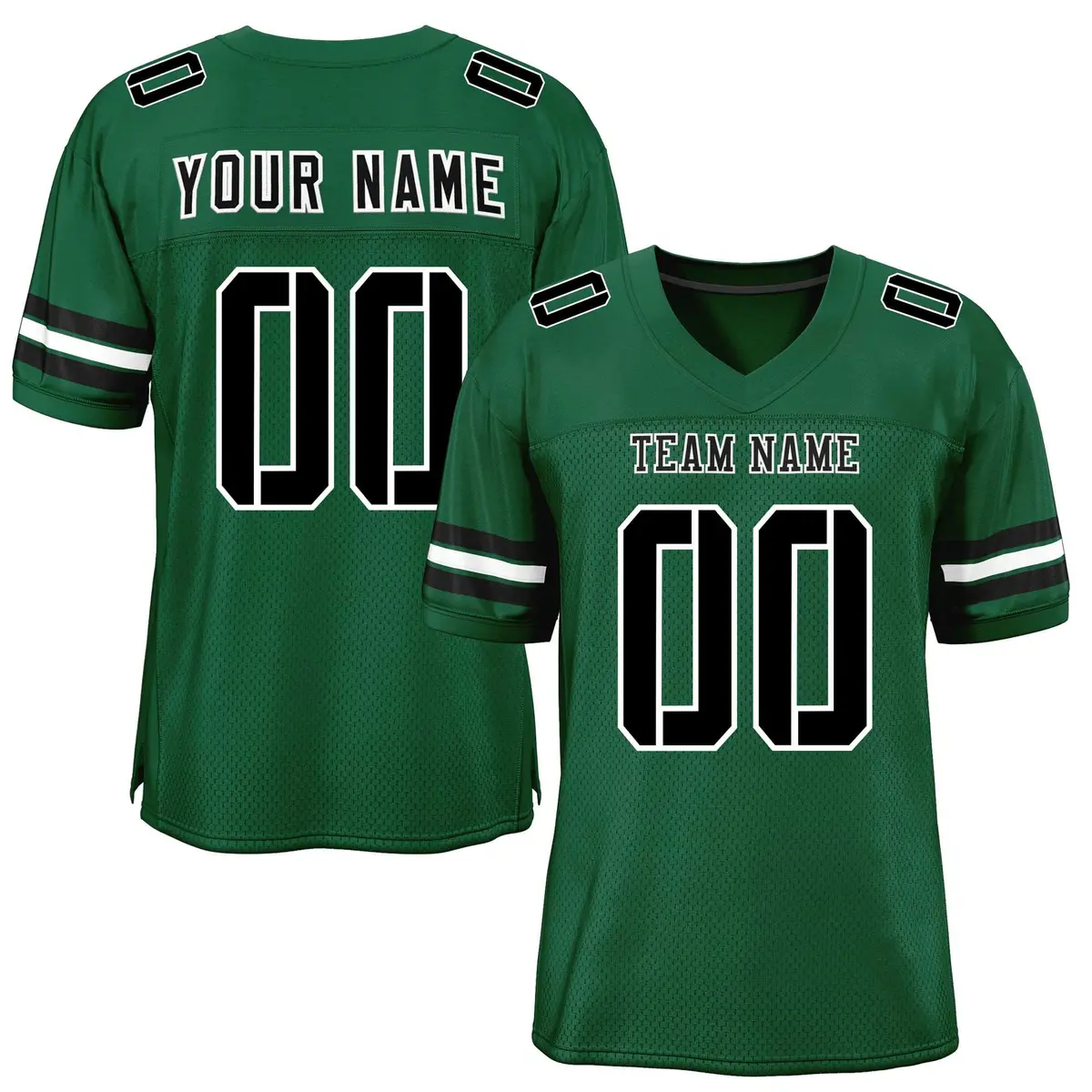 Green Black-White Classic Style Mesh Football Jersey