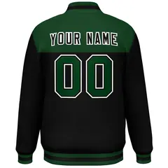 Green Black-White Color Block Lettermen Baseball Jacket 4