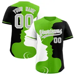Green Black White Couple Silhouettes Valentine's Baseball Jersey