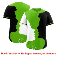 Green Black White Couple Silhouettes Valentine's Baseball Jersey 2