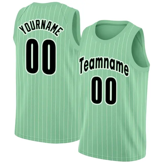 Men's Green Black-White Stripe Casual Basketball Jersey