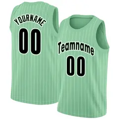 Green Black-White Stripe Casual Basketball Jersey