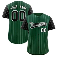 Green Black-White Stripe Raglan Baseball Jersey 1