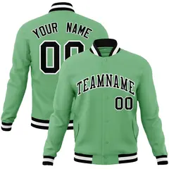 Green Black-White Varsity Full-Snap Letterman Jacket