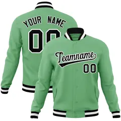 Green Black-White Varsity Full-Snap Letterman Jacket
