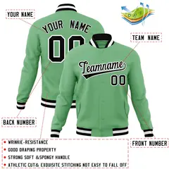 Green Black-White Varsity Full-Snap Letterman Jacket 4