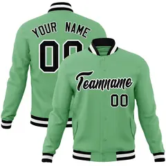 Green Black-White Varsity Full-Snap Letterman Jacket