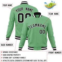 Green Black-White Varsity Full-Snap Letterman Jacket 4
